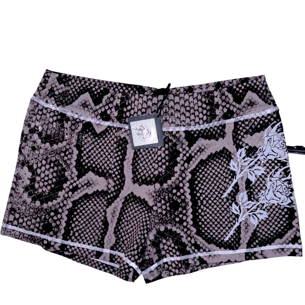 Civil Regime Serpents Kiss Pookie Shorts Tonal Black Snakeskin Rose Small NEW